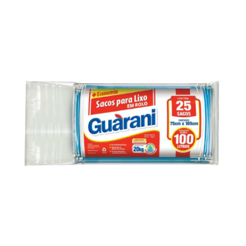 SACO PARA LIXO GUARANI ROLO 100L C/25 UNID