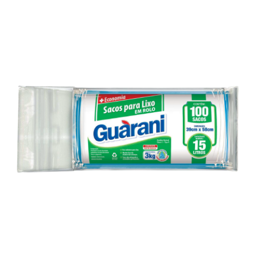 SACO PARA LIXO GUARANI ROLO 15L C/100 UNID