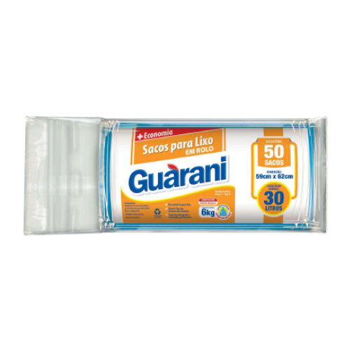 SACO PARA LIXO GUARANI ROLO 30L C/50 UNID