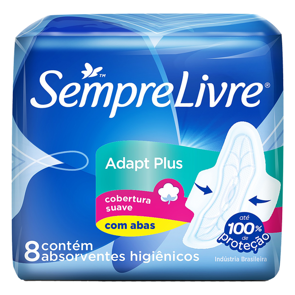 Absorvente Sempre Livre Adapt Plus C/8 Suave C/Abas