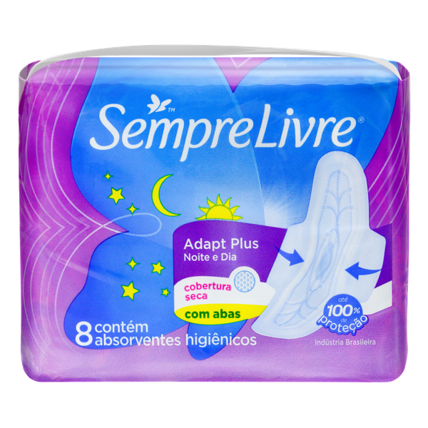 Absorvente Sempre Livre Noturno C/8 Seca C/Abas
