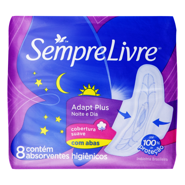 Absorvente Sempre Livre Noturno C/8 Suave C/Abas