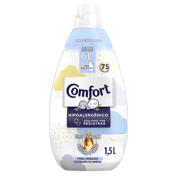Amaciante de Roupas Concentrado Comfort 1,5L Hipoalergênico Puro Cuidado