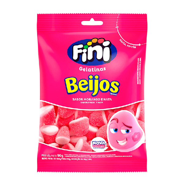 Bala Gelatina Fini 90g Beijos De Morango