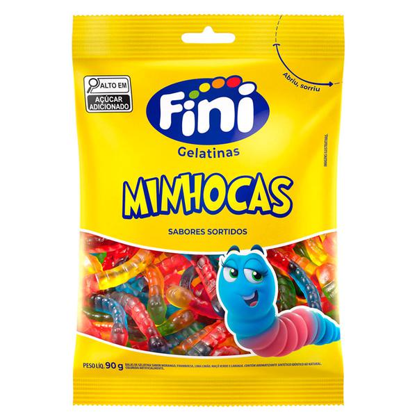 Bala Gelatina Fini 90g Minhoca Brilho