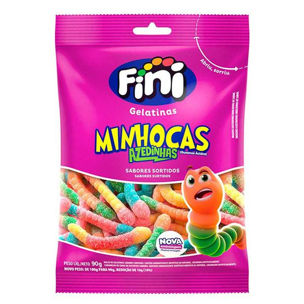 Bala Gelatina Fini 90g Minhocas Cítricas