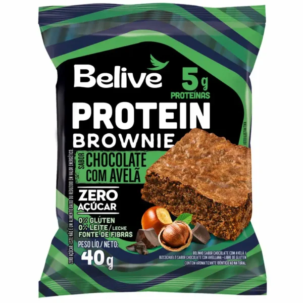 Brownie Belive 40g Protein Zero Chocolate com Avelã