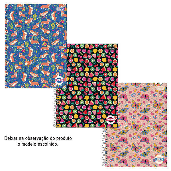 Caderno Universitário Tilibra Capa Dura Pepper 10 matérias 160 folhas