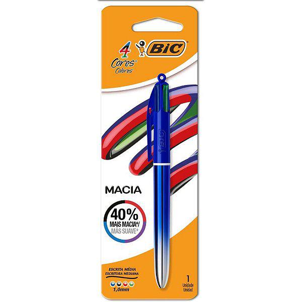 Caneta Bic 4 Cores Degrade Metalico C/1 Azul