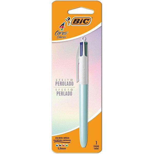 Caneta Bic 4 Cores Perolada C/1 Azul