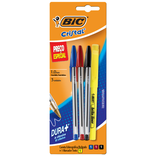 Caneta Bic Caneta + marca texto C/3