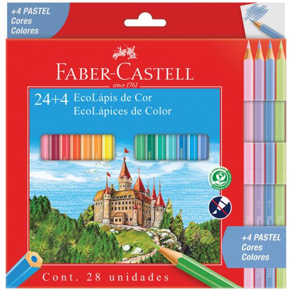 Ecolapis Cor Faber Castell C/24 +4 Cores Pasteis