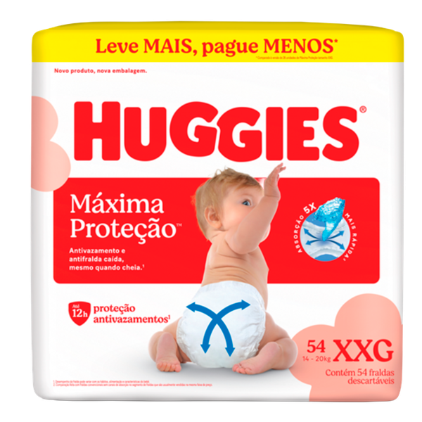 Fralda Huggies Máxima Prot. Hiperzinha C/54 XXG
