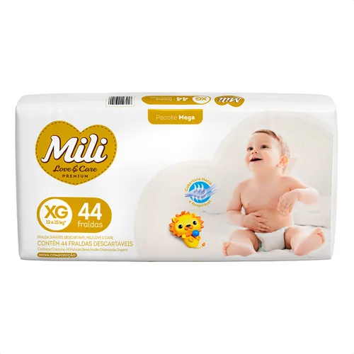 Fraldas Descartáveis Mili Love & Care Premium Extra Grande C/44
