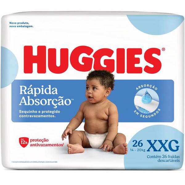 Fraldas Huggies Rápida Abs. Meguinha C/26 XXG
