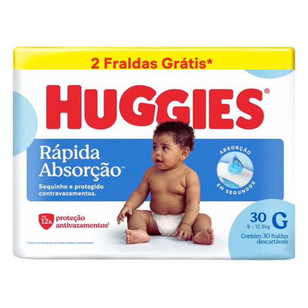Fraldas Huggies Rápida Abs. Meguinha C/30 G