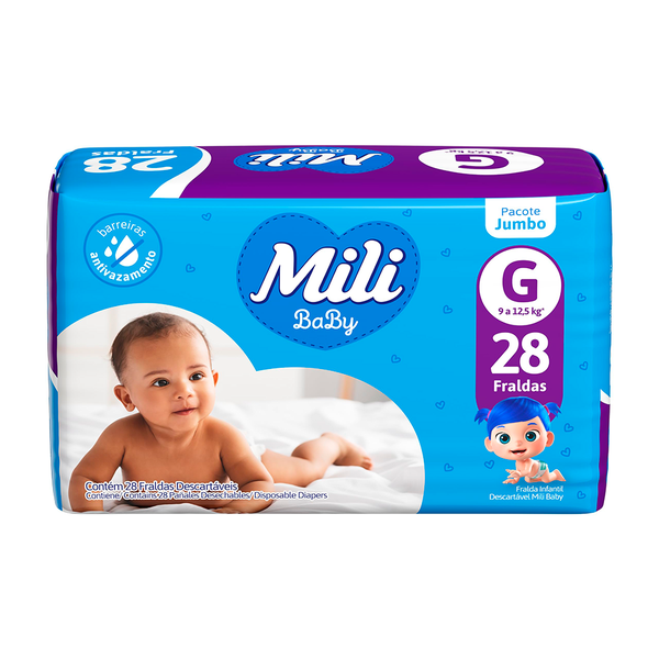 Fraldas Mili Baby Pacote Jumbo C/28 G
