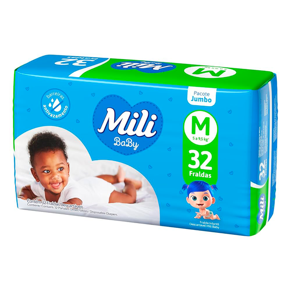 Fraldas Mili Baby Pacote Jumbo C/32 M