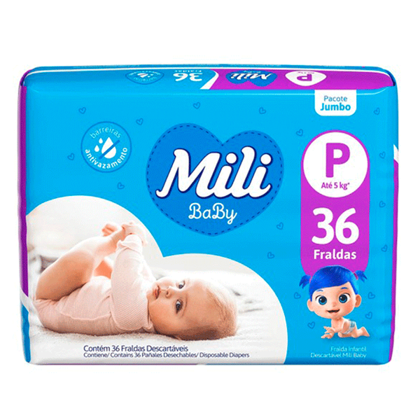 Fraldas Mili Baby Pacote Jumbo C/36 P