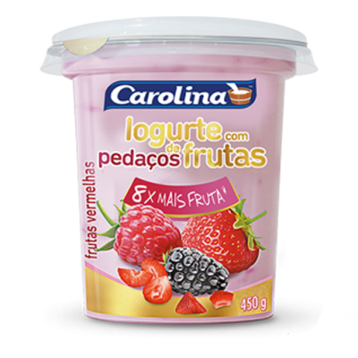 Iogurte Carolina Pedaços 450g Frutas Vermelhas