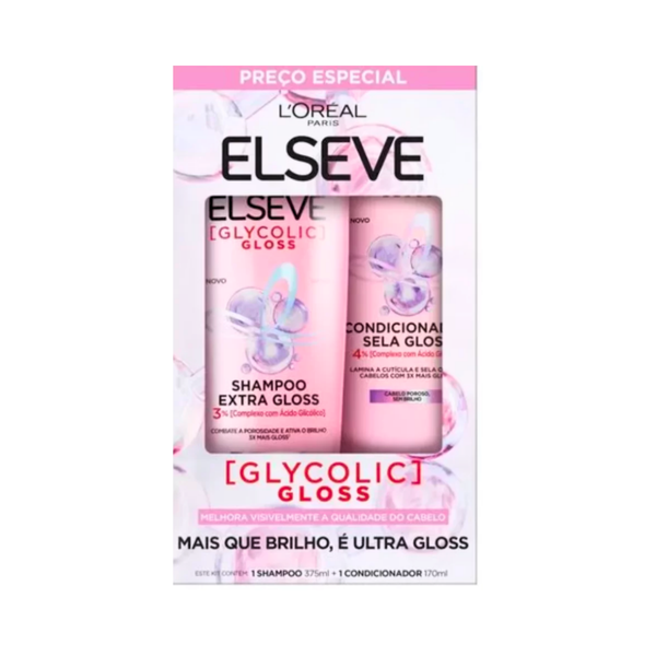 Kit Elseve Shampoo 375ml + Cond. 170ml - Glycolic Gloss