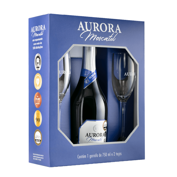 Kit Espumante Aurora 750ml Moscatel C/2 Taças