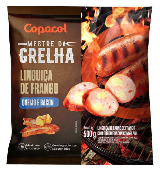 Linguica Frango Copacol 500g Queijo e Bacon Congelada