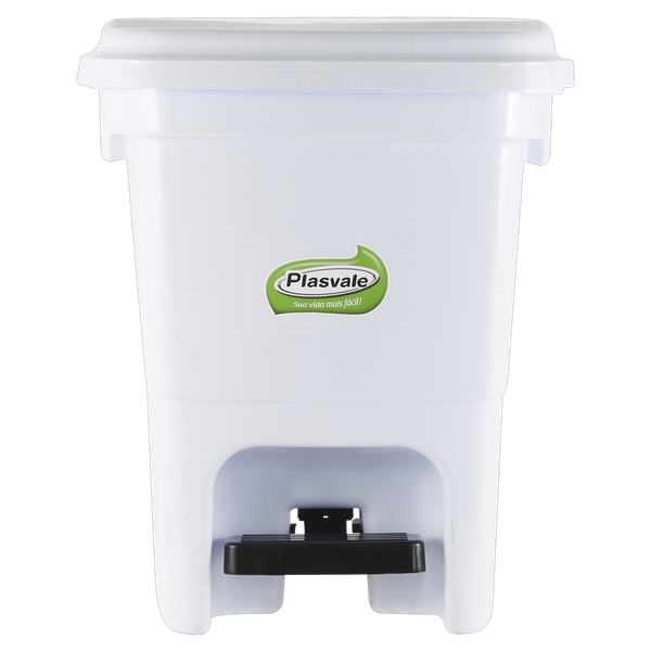 Lixeira C/Pedal Plasvale Branca 15L