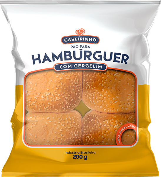 Pão Caseirinho 200g Hambúrguer C/Gergelim