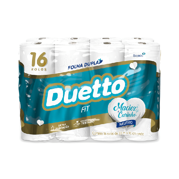 Papel Higiênico Duetto Fit Folha Dupla C/16