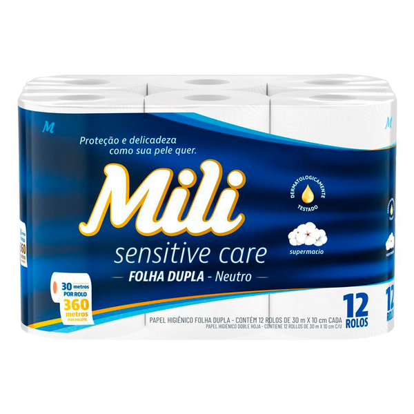 Papel Higiênico Mili Folha Dupla C/12 rolo30m