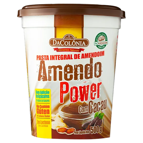Pasta Amendoim Dacolônia 500g Integral com Cacau