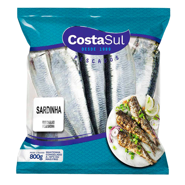 Peixe Sardinha Costa Sul 800g Laje Eviscerada Congelada