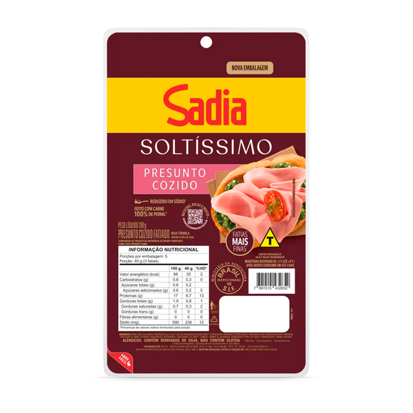 Presunto Cozido Sadia 200g Soltíssimo Fatiado
