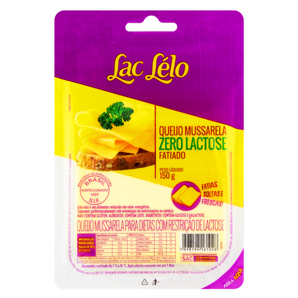 Queijo Mussarela Lac Lélo 150g Zero Lactose