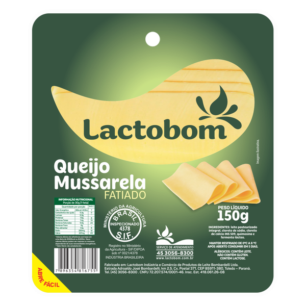 Queijo Mussarela Lactobom 150g