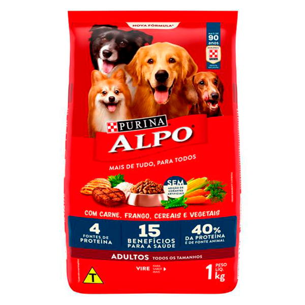 Ração Alpo 1kg adultos Carnes e Vegetais