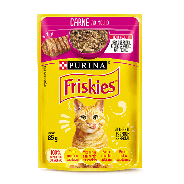 Ração Friskies Sachê 85g Adulto Carne e Molho