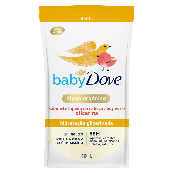 Sabonete Líquido Dove Baby 180ml Refil Hidratação Glicerina