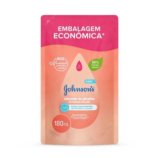 Sabonete Liquido Johnson 180ml Refil Cabeça aos Pés