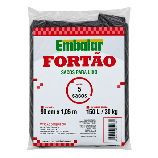 Saco Lixo Embalar 150l C/5 Preto/Consumo