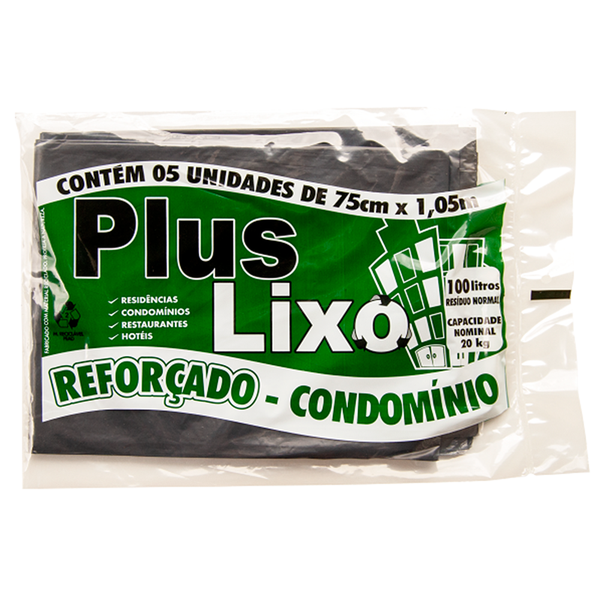 Saco Lixo Plus Lixo 100l C/5 Condominio