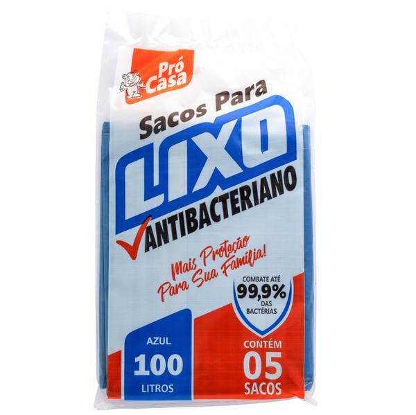 Saco Lixo Pro Casa 100l C/5 75x105cm Azul