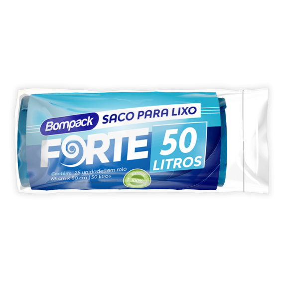 Saco Lixo Rolo Bompack 50l C/25 Azul Reforç
