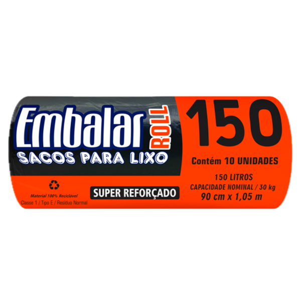 Saco Lixo Rolo Embalar 150l C/10 Preto Reforç
