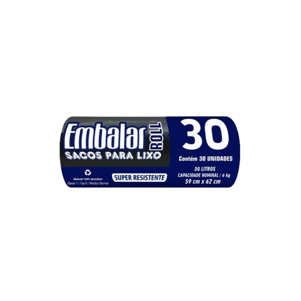 Saco Lixo Rolo Embalar 30l C/30 Preto