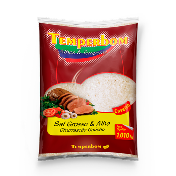 Sal Churrasco Temperbom 1,01kg Pacote C/Alho