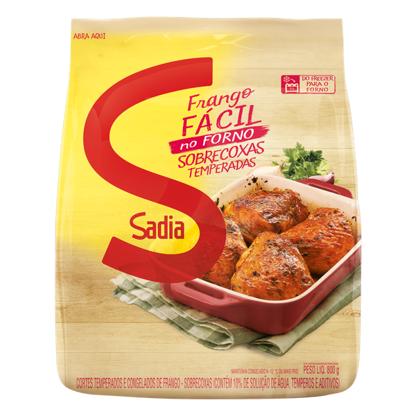 Sobrecoxa C/Osso Frango Sadia Fácil 800g Temperado Congelado