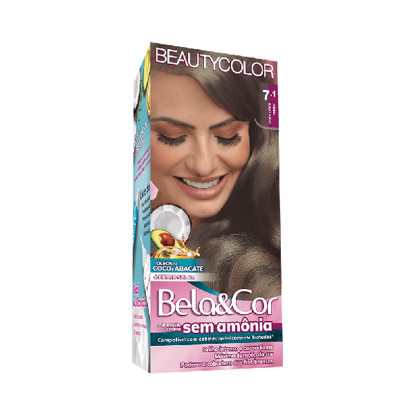 Tintura Bela&Cor 7.1 S/Amonia Louro Cin Med