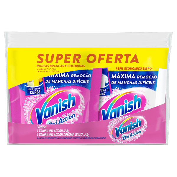 Tira Mancha em Pó Vanish 400g Sachê Kit C/2 Multi + White